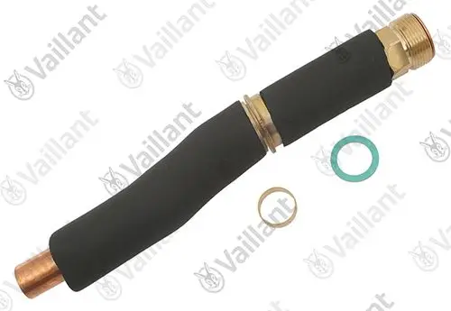 Vaillant Rohr mit mehreren Dichtungen, featuring metallene und plastische Komponenten, geeignet für Heizungsinstallationen.